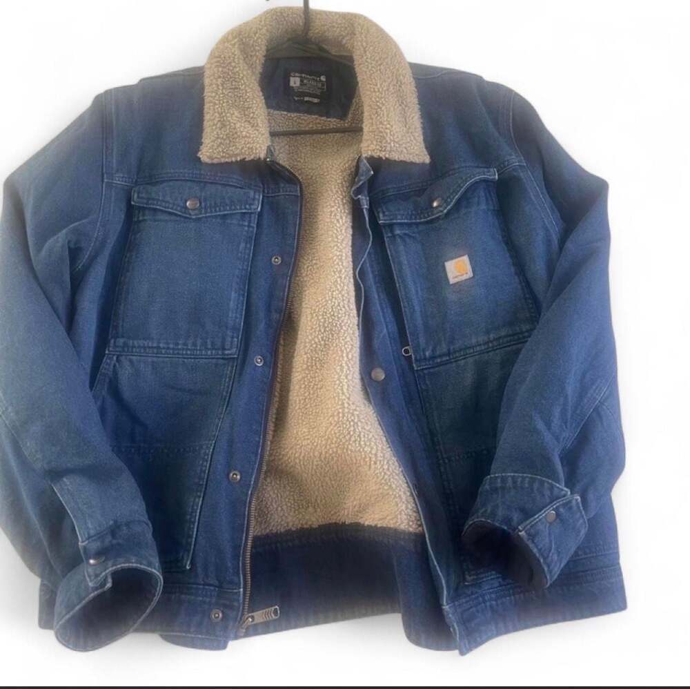Carhartt Relaxed Fit Denim Sherpa-Lined Jacket (Model OJ6323-M)